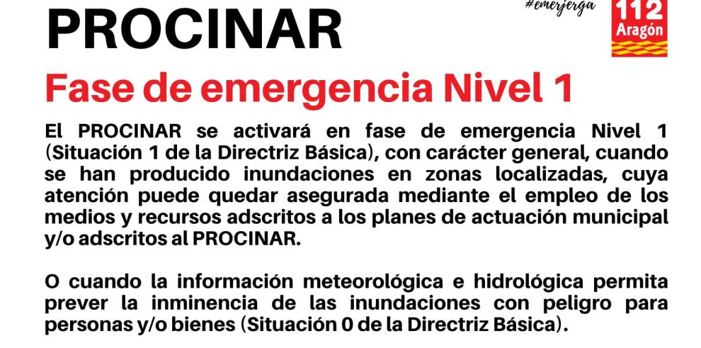 La fase de emergencia nivel 1 del Procinar