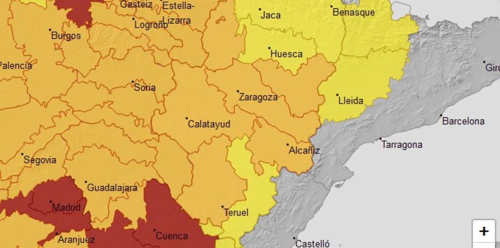 Ampliado el aviso naranja por temperaturas máximas al Bajo Aragón.