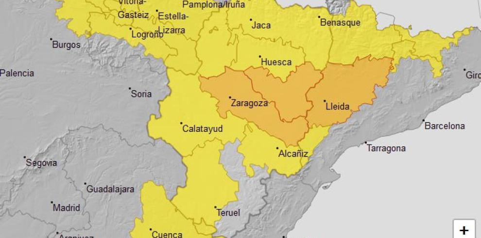 Aviso naranja y amarillo por temperatura máxima