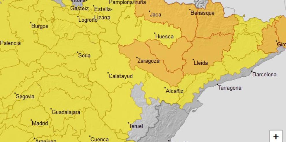 La mayor parte de Aragón se mantiene en alerta naranja y amarilla por las altas temperaturas