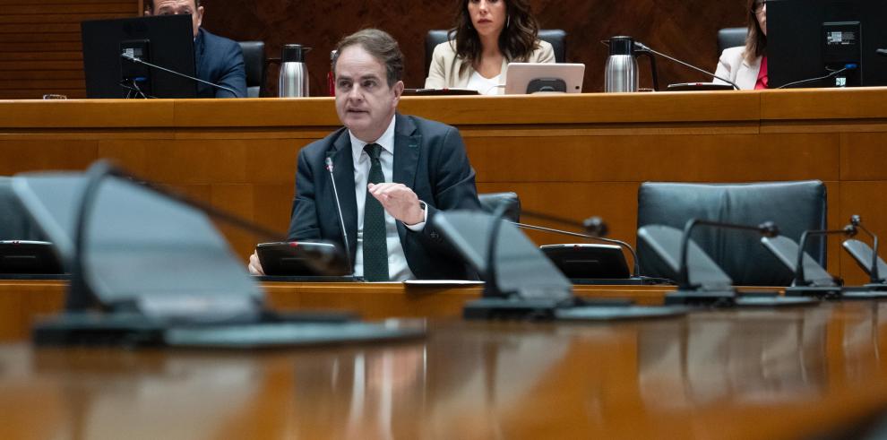 Roberto Bermúdez de Castro durante su comparecencia en las Cortes de Aragón