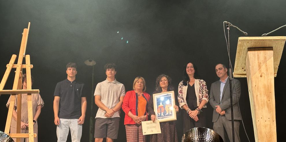 Tomasa Hernández esta tarde en la entrega del Premio Javier Brun a Pilar Mas, en la inauguración de la Feria de Teatro y Danza de Huesca.