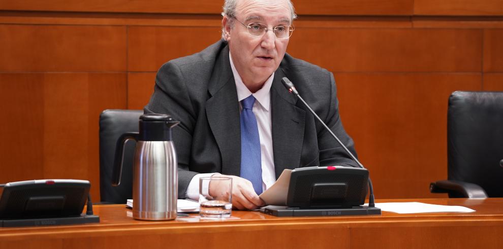 Miguel Ángel Anía, durante su comparecencia en la Comisión de Fomento de las Cortes de Aragón.