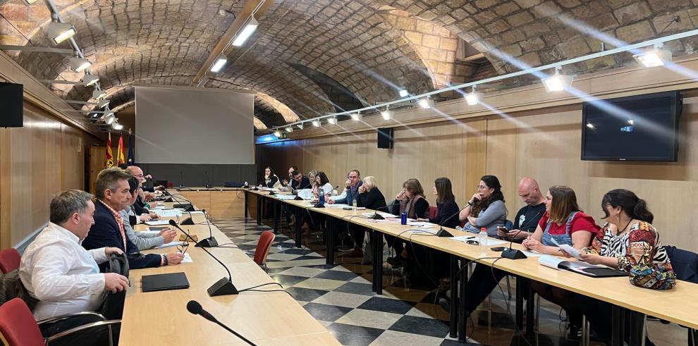 Mesa sectorial de Educación en la sala Hermanos Bayeu del edificio Pignatelli