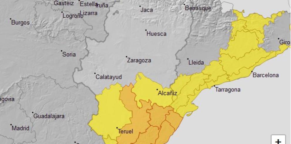 El aviso naranja se mantendrá activo mañana entre la medianoche y el mediodía.