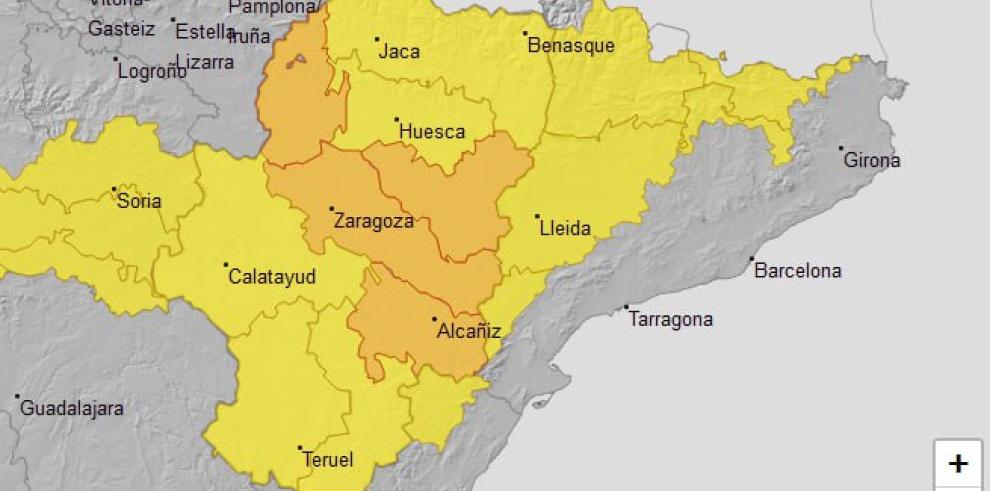 La alerta por lluvias y tormentas se ha ampliado a Cinco Villas, hasta las 22:00 horas de esta noche.