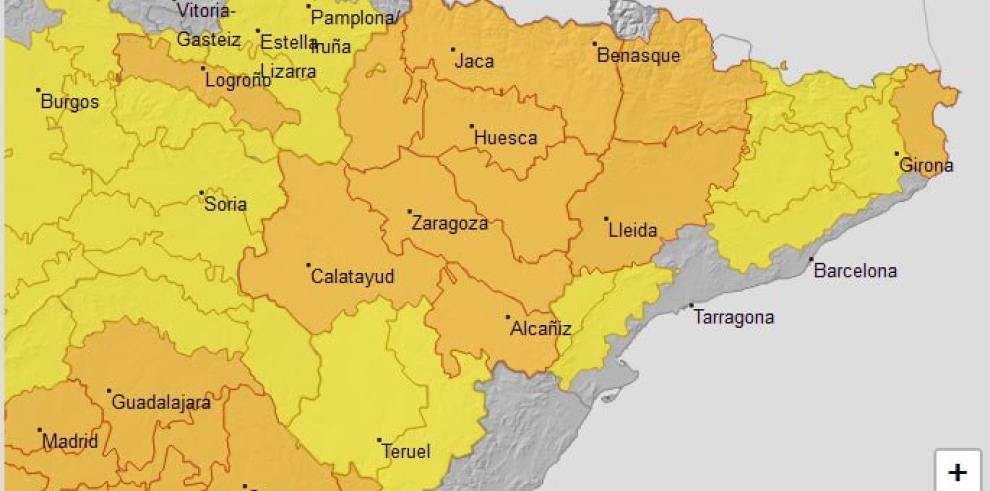 Aviso naranja por temperaturas máximas, 19 de julio