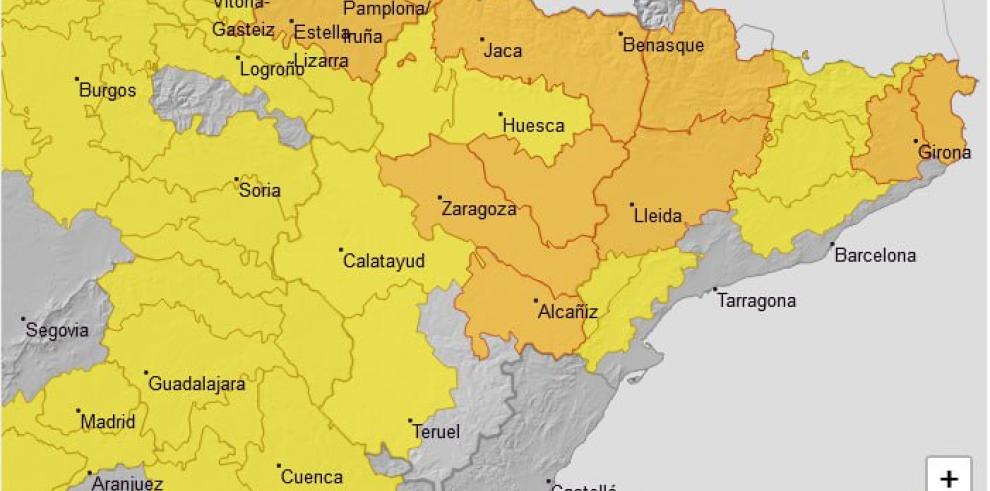 Ampliación del aviso naranja por temperaturas máximas para este lunes.