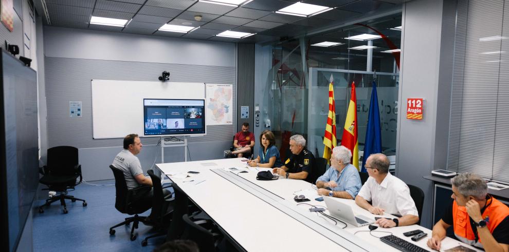 Reunión de esta mañana del CECOPI para analizar la situación del incendio de Corbalán.