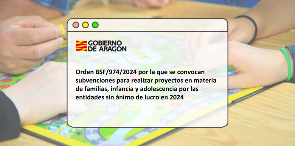 Se ha publicado la convocatoria para programas de apoyo a las familias de Aragón realizados por entidades sin ánimo de lucro