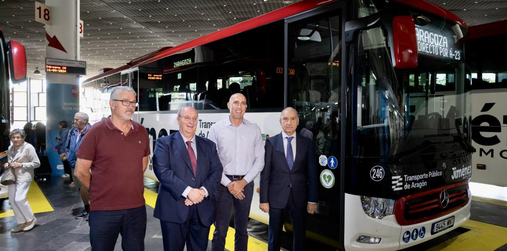 Imágenes de la presentación de las nuevas líneas de autobús entre Zaragoza y Teruel.