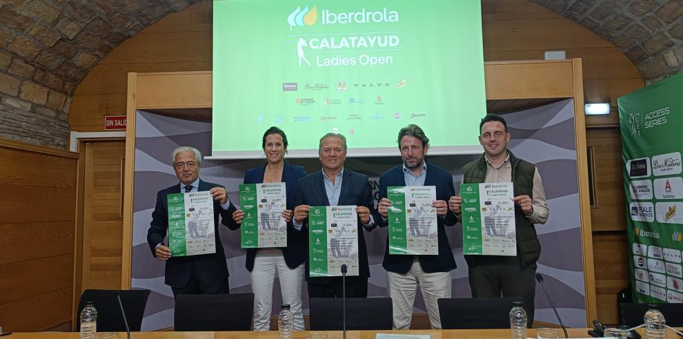 Dehesa, García, Moncada, Piera y Sarriá, en la presentación del Iberdrola Calatayud Ladies Open.