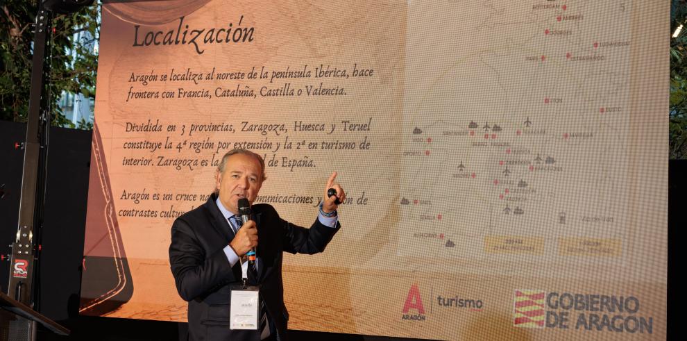 El director general de Turismo, Jorge Moncada, en la presentación del destino Aragón.