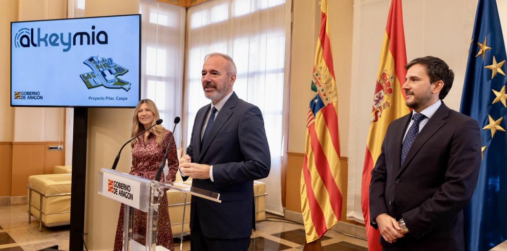 Jorge Azcón en la presentación del proyecto "Pilar" de Alkeymia.