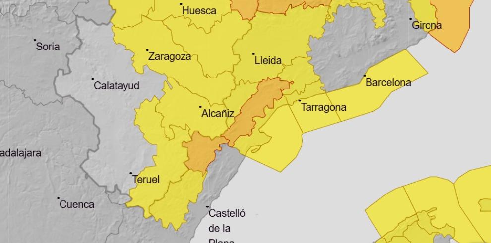 Avisos de nivel naranja y amarillo, este domingo, por viento en Aragón