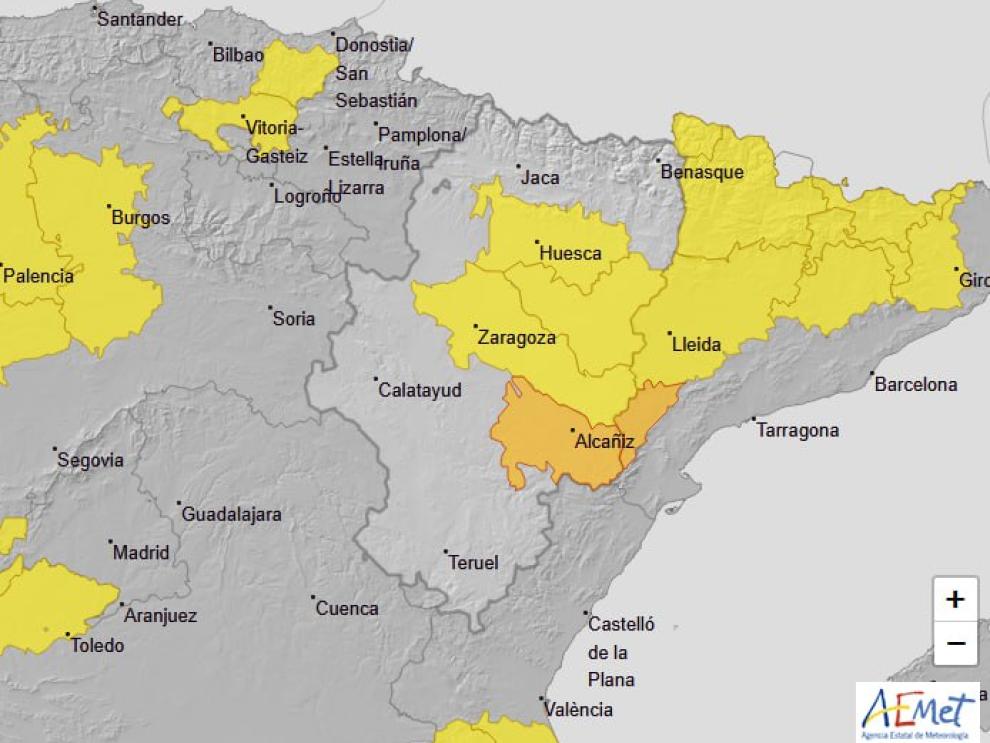 Mapa de avisos a esta hora.