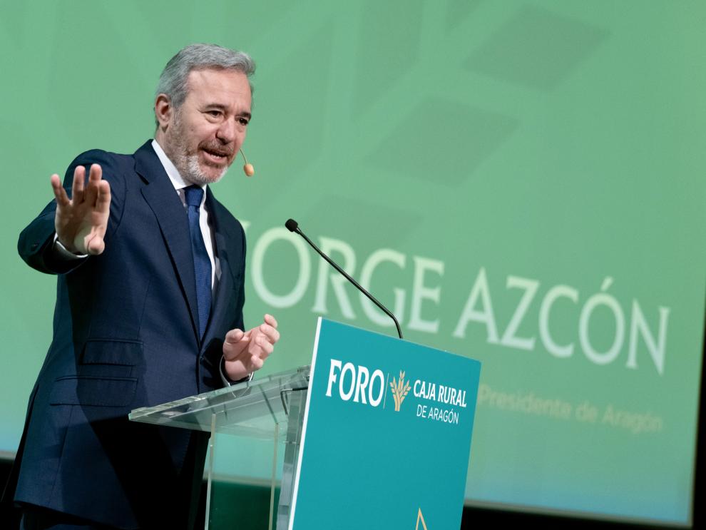 El presidente Azcón, en el I Foro Caja Rural.