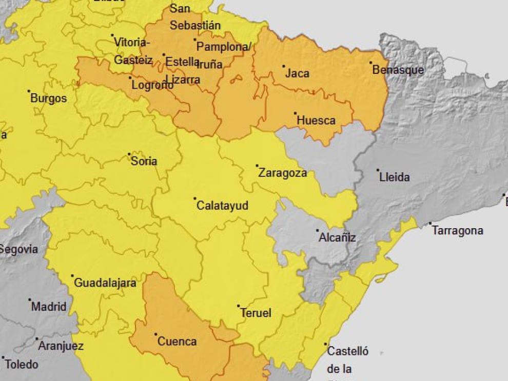 Aviso naranja por lluvias y tormentas en Huesca centro, Pirineo oscense y Cinco Villas
