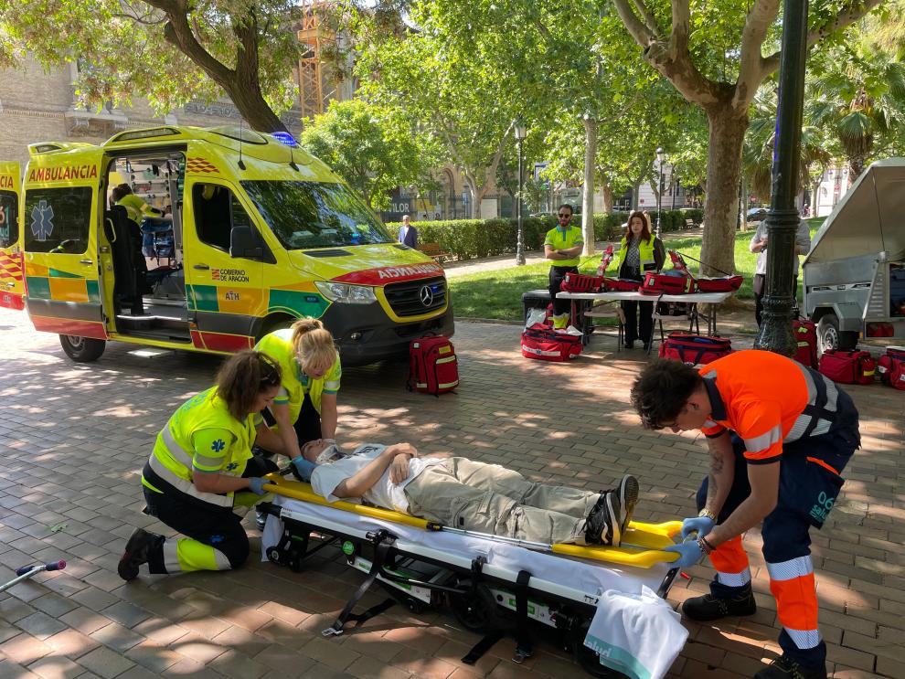 El taller incluía un simulacro de accidente de patinete.