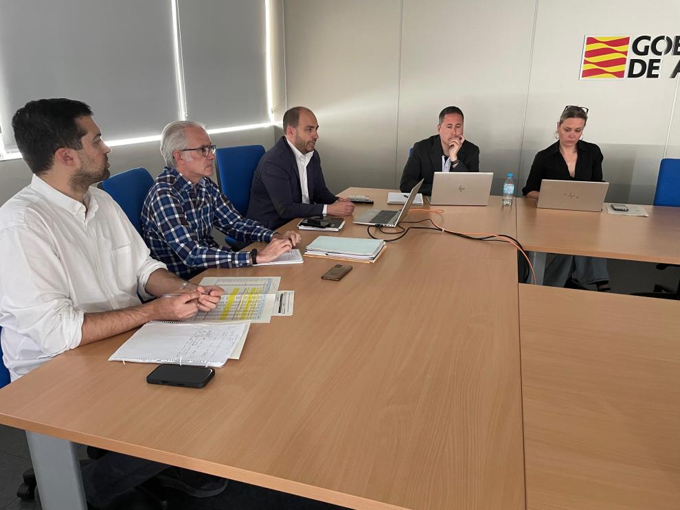 Un momento del equipo del Gobierno de Aragón en la reunión online