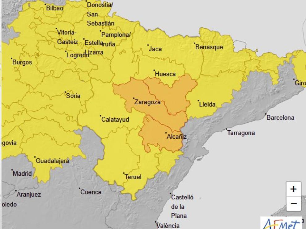Mapa de avisos para el domingo 1