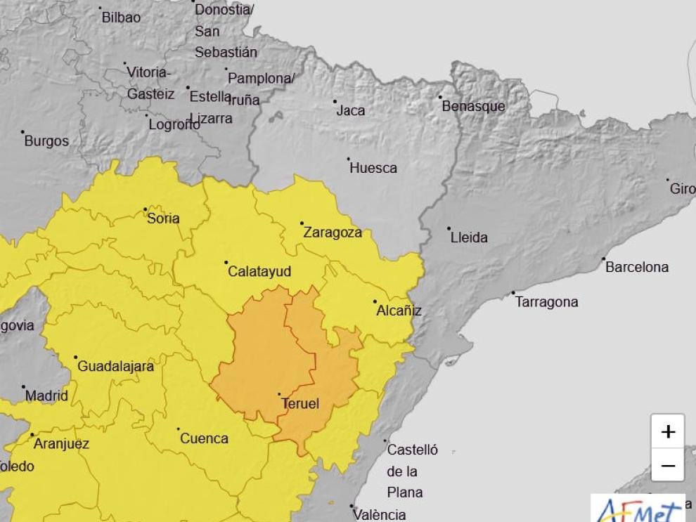 Aviso naranja por lluvias y tormentas en Albarracín y Jiloca, Gúdar y Maestrazgo