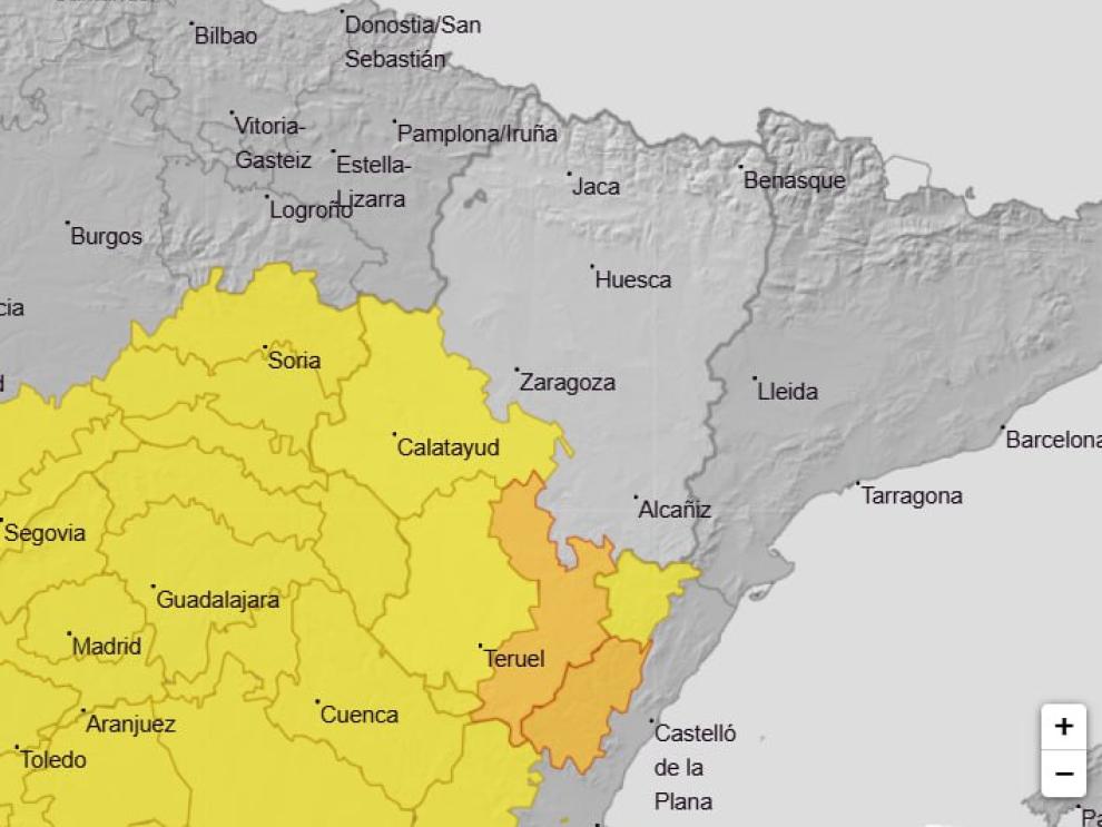 Aviso naranja por tormentas y lluvias en Gúdar y Maestrazgo, martes 17 de junio.