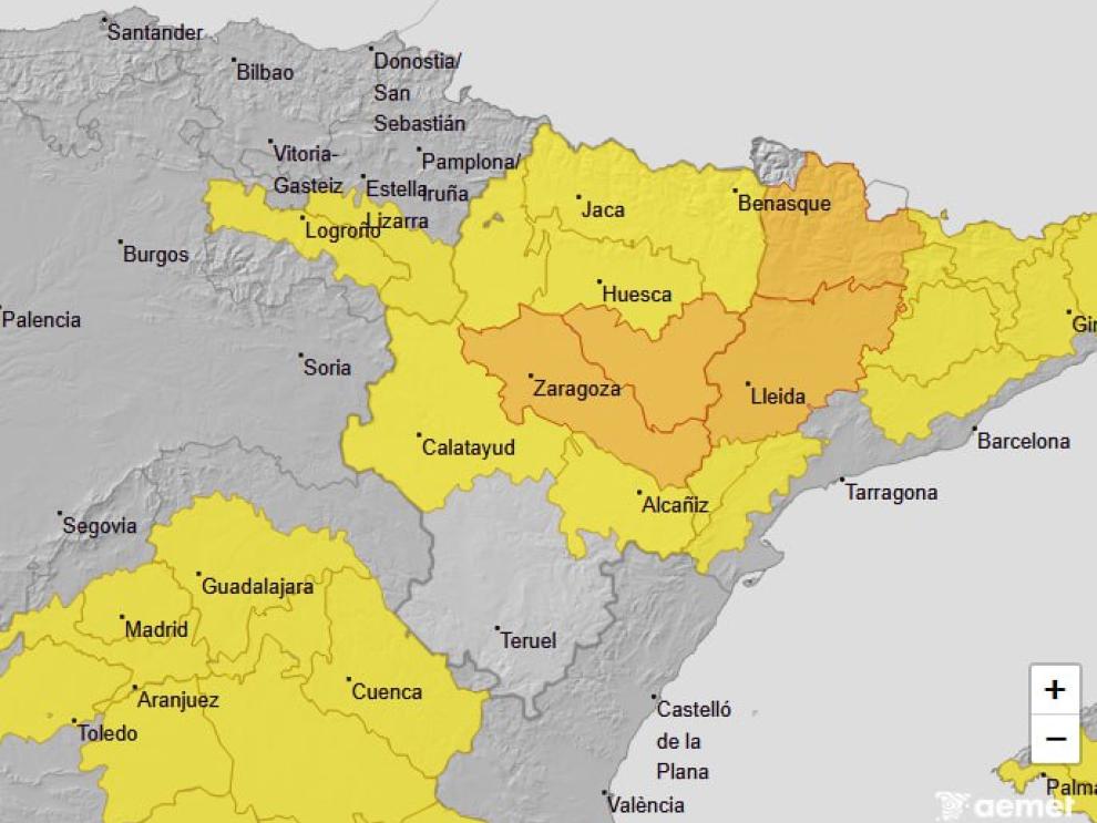 Imagen del artículo Aviso naranja en Huesca sur y ribera del Ebro por temperaturas máximas este lunes