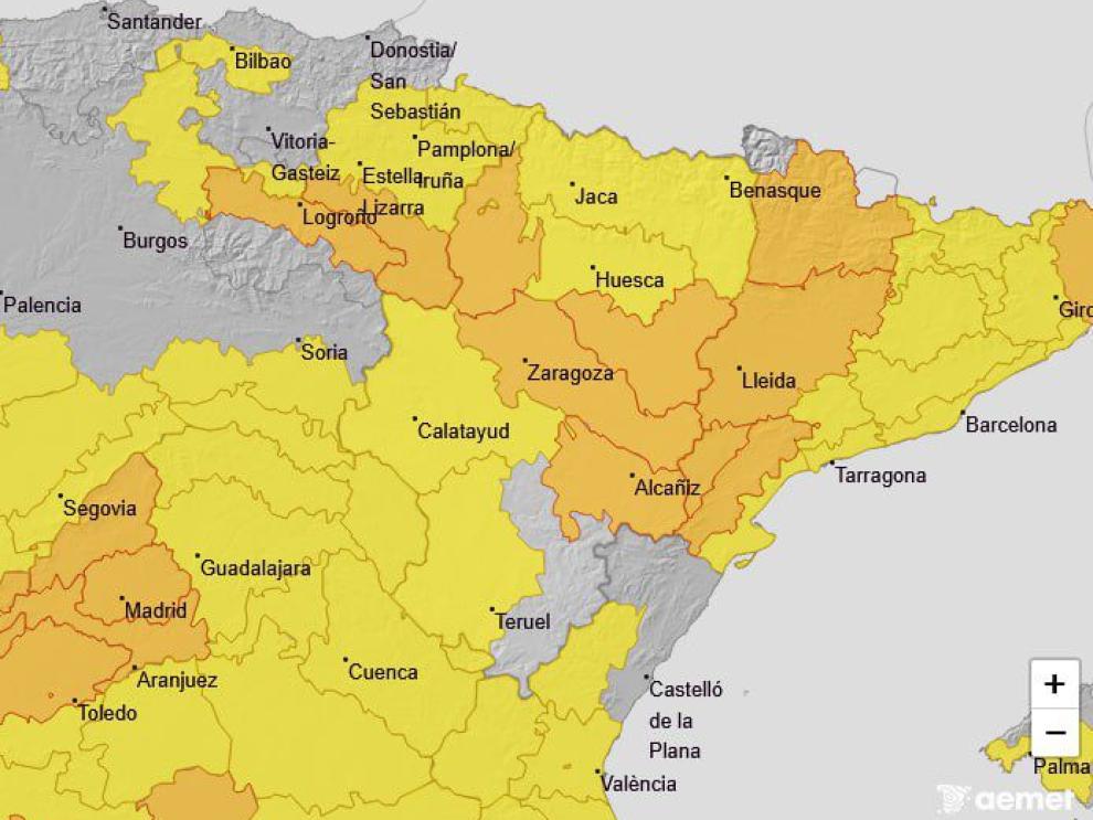 Imagen del artículo Aviso naranja por temperaturas máximas en Huesca Sur, Cinco Villas y Bajo Aragón este domingo