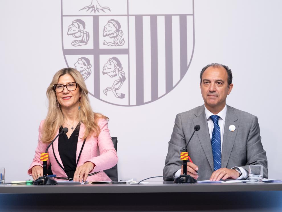 Mar Vaquero y José Luis Bancalero en la rueda de prensa posterior al Consejo de Gobierno