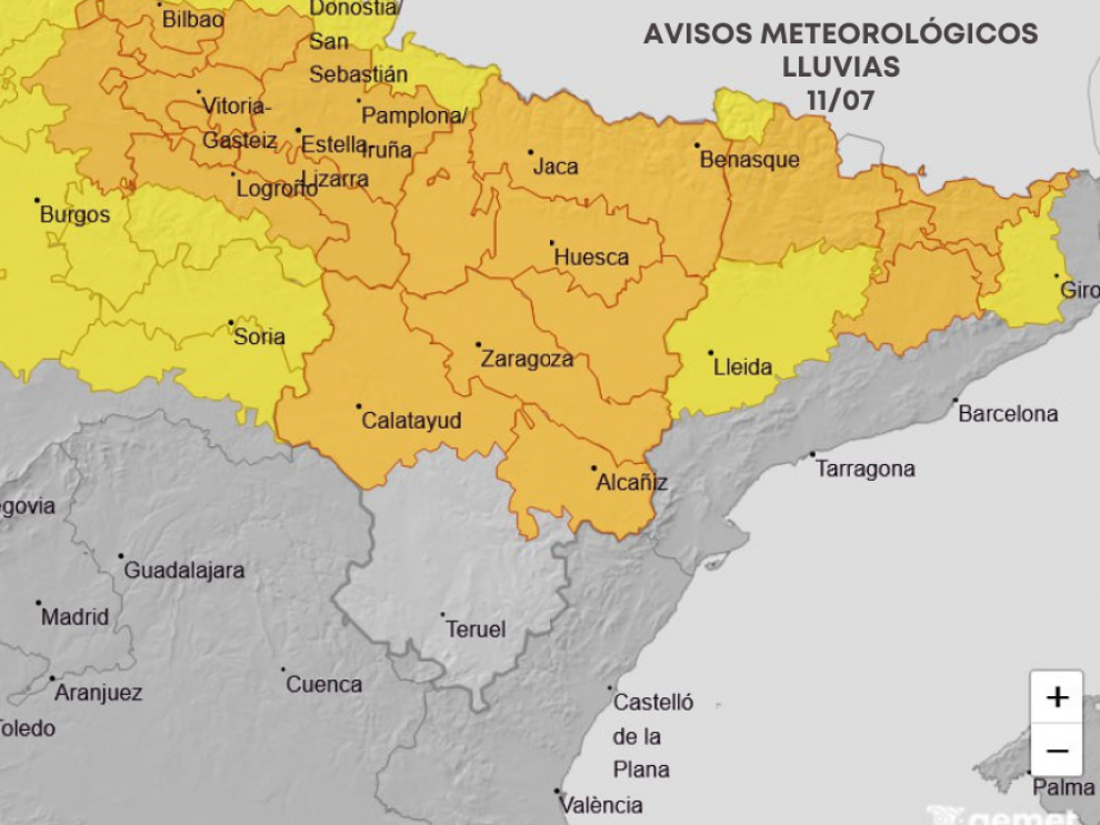 Imagen del artículo Ampliado a nivel naranja los avisos por lluvias y tormentas en el Pirineo oscense