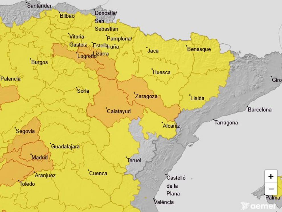 Avisos por temperaturas máximas para el 7 de agosto en Aragón