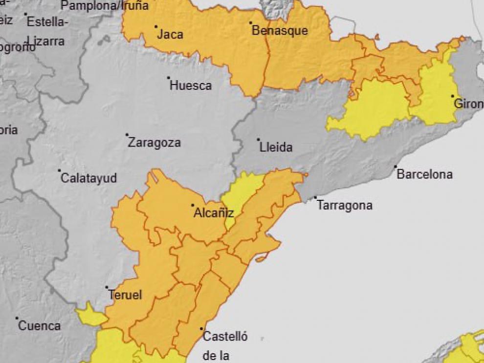 Avisos naranja y amarillo para mañana lunes 8 de septiembre