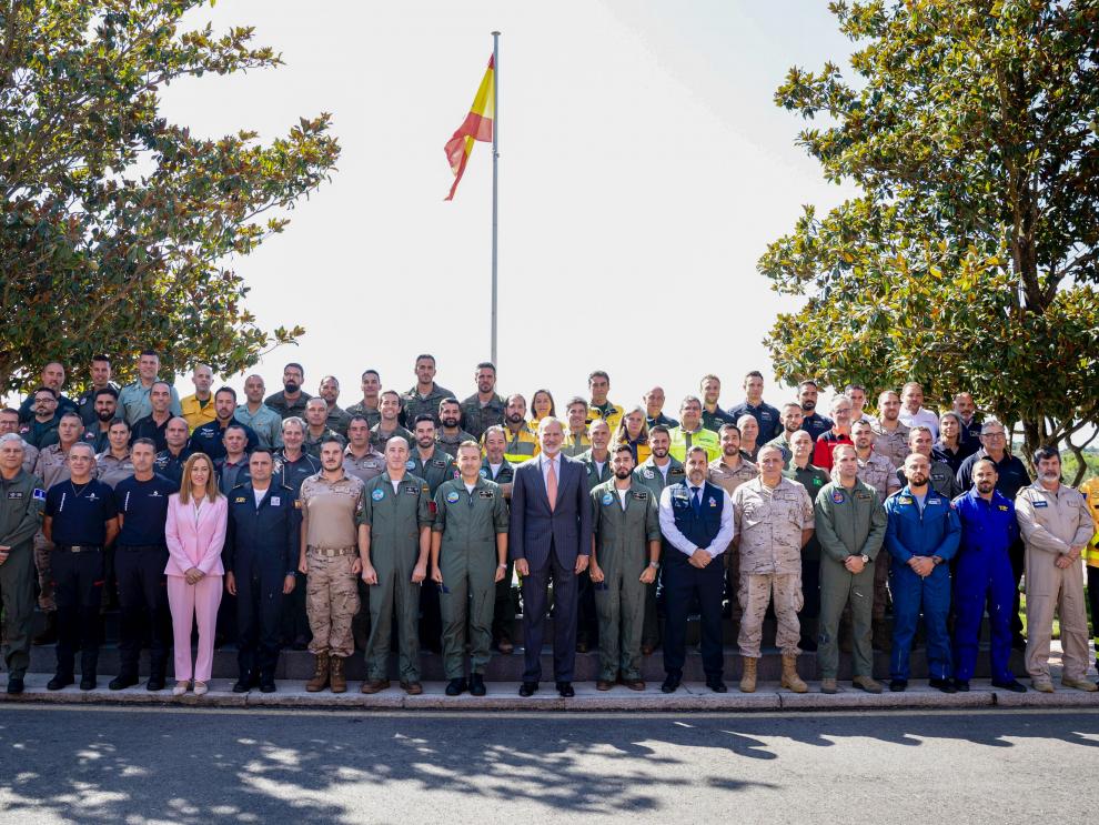 Audiencia del Rey Felipe VI al personal involucrado en el dispositivo aéreo que ha participado en la extinción de los incendios forestales del pasado mes de agosto.