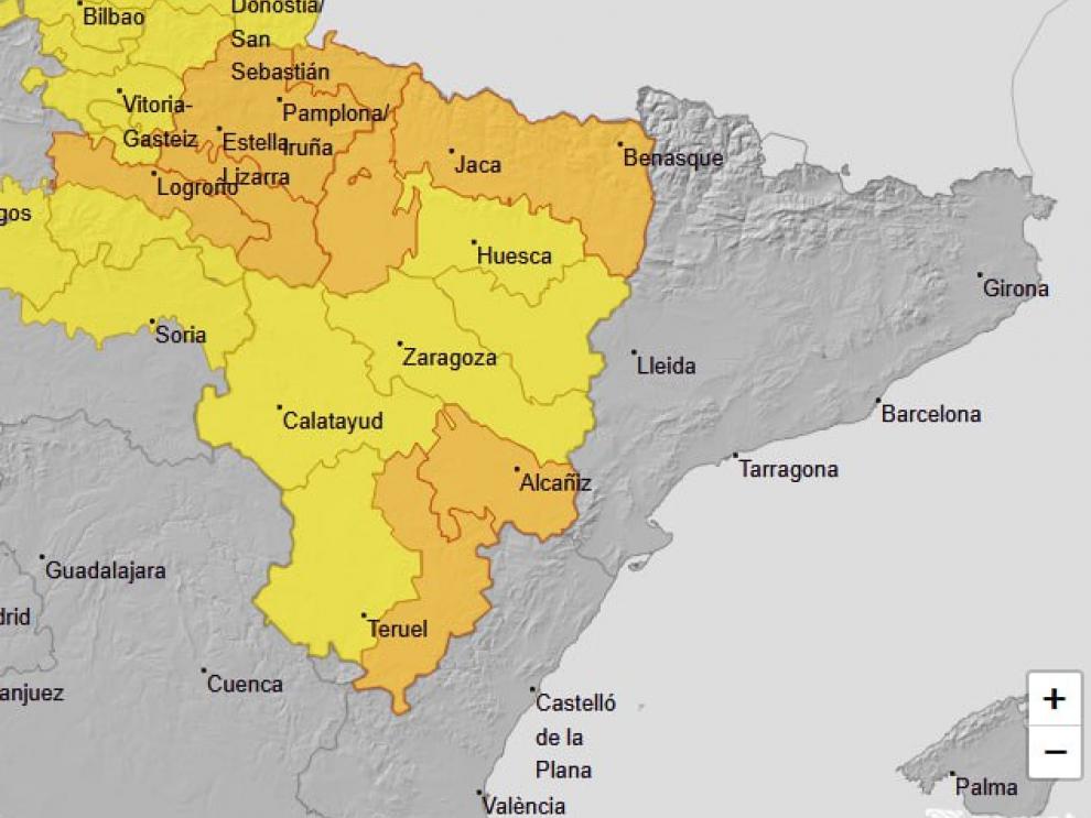 Avisos naranja por fuertes lluvias para hoy sábado en Pirineos y la provincia de Teruel
