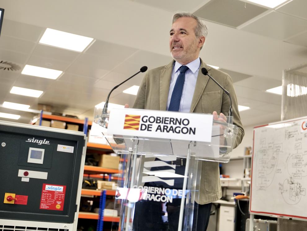 El presidente del Gobierno de Aragón, Jorge Azcón, en la presentación del nuevo edificio de CIRCE.