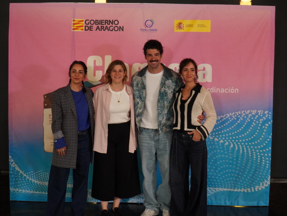 Nata Moreno, Ángela Cervantes, Miguel Ángel Muñoz y Tábata Cerezo en las jornadas de coordinación de intimidad organizadas por el Gobierno de Aragón.