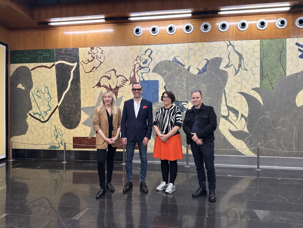 Vicky Calavia, Pedro Olloqui, Isabel Soria y Javier Romero, esta tarde en la Filmoteca momentos antes de presentar el documental.