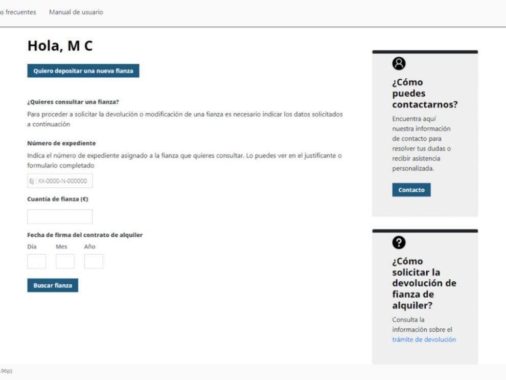 Imagen de la nueva plataforma de registro de fianzas que comenzará a funcionar el 24 de noviembre.