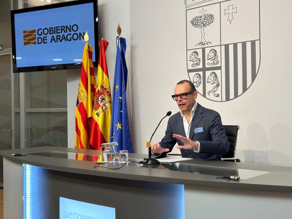 El director general de Cultura, Pedro Olloqui, este martes en rueda de prensa en el Edificio Pignatelli.
