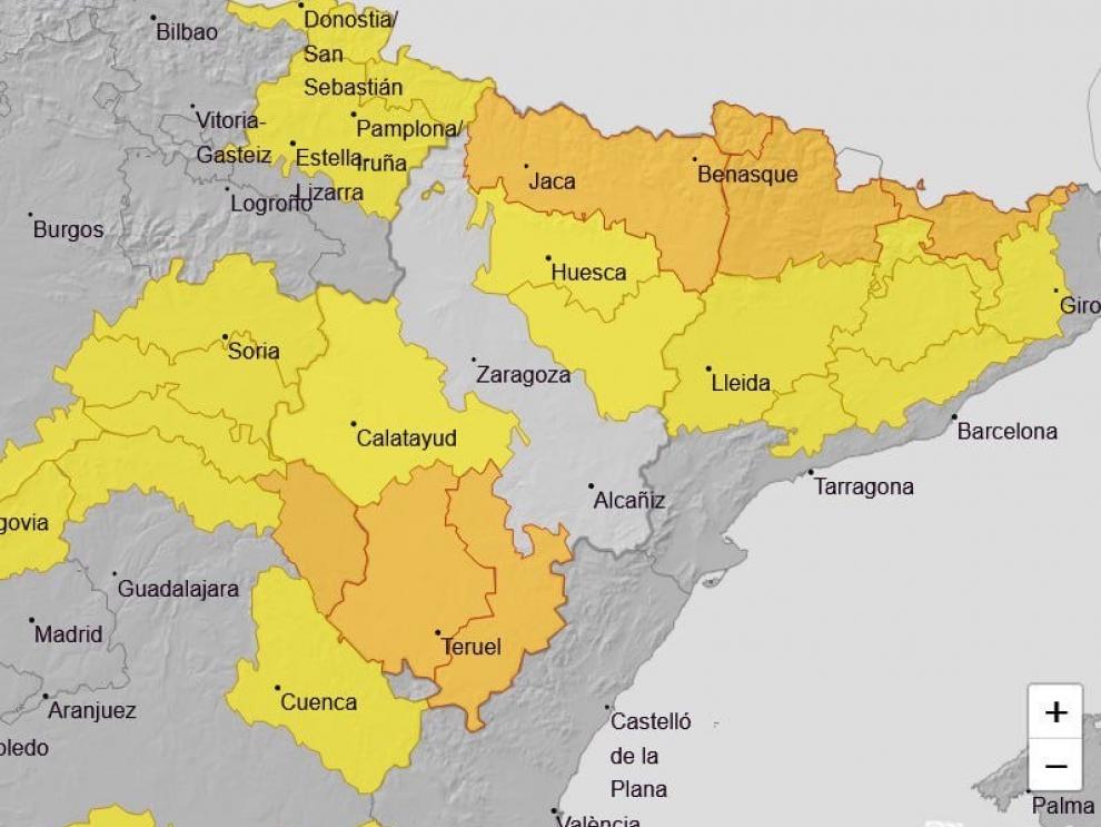 Mapa de alertas para esta martes 6 de enero