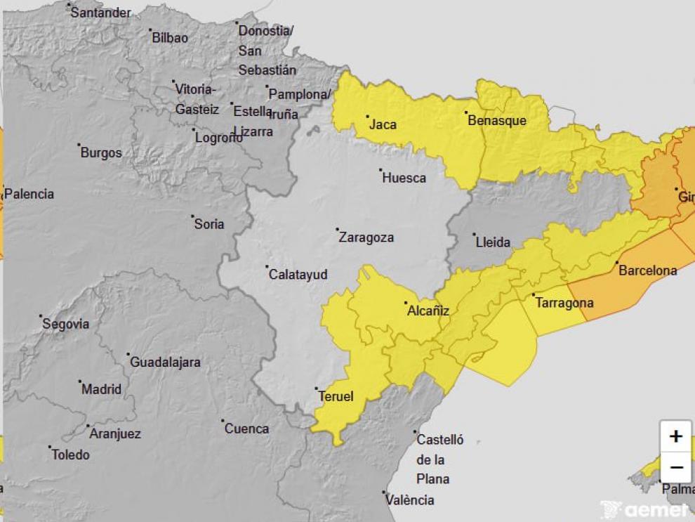 Aviso de nivel amarillo por nevadas en Gúdar y Maestrazgo hasta las 18.00 horas de mañana martes.