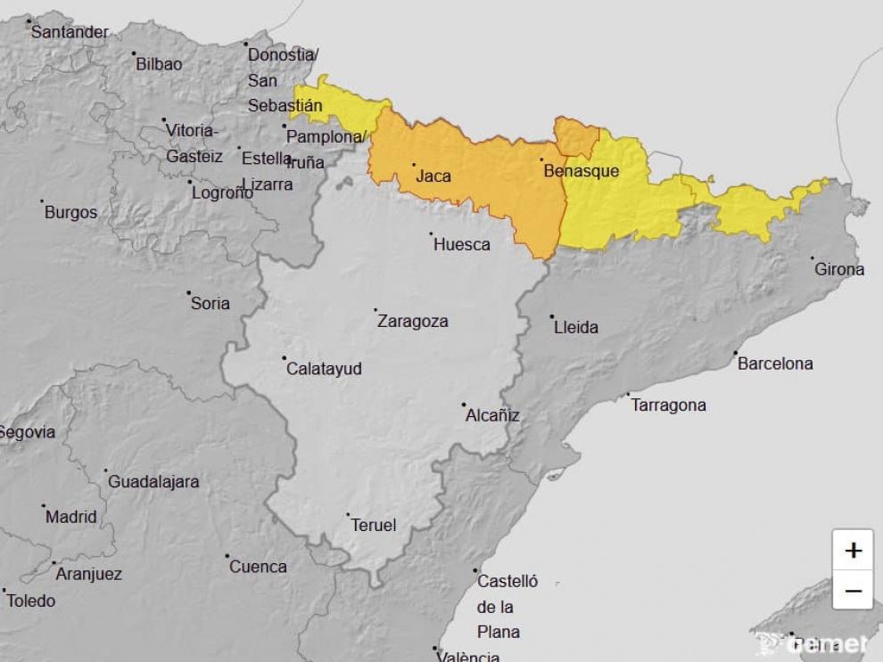 Ampliado el aviso de nivel naranja por nevadas en el Pirineo oscense.