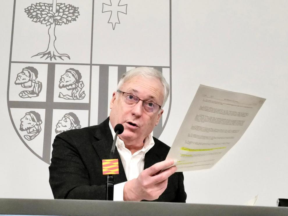 Octavio López, durante la rueda de prensa en la que ha denuciado la actitud de Renfe por denegar indemnizaciones por retrasos.