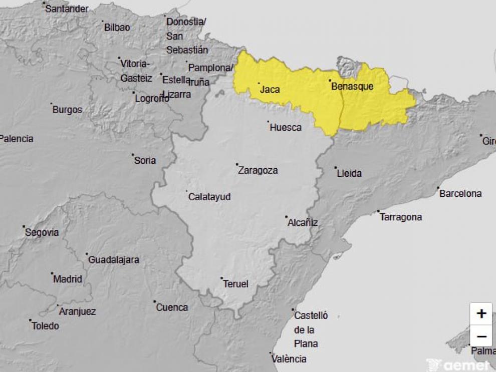 El aviso amarillo por nevadas se mantiene en el Pirineo oscense.