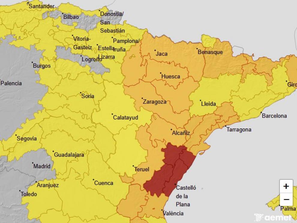 Avisos por vientos en Aragón para el sábado 14 de febrero.