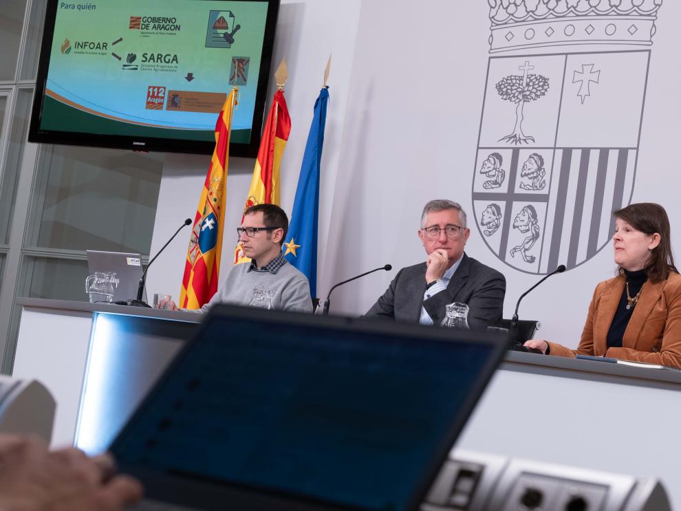 Sartaguda, Blasco y Oliván, en la presentación de los avances de la plataforma FLAMA.
