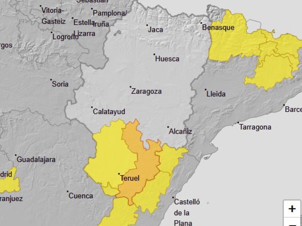 Aviso naranja por tormentas en las comarcas de Gúdar y Maestrazgo.
