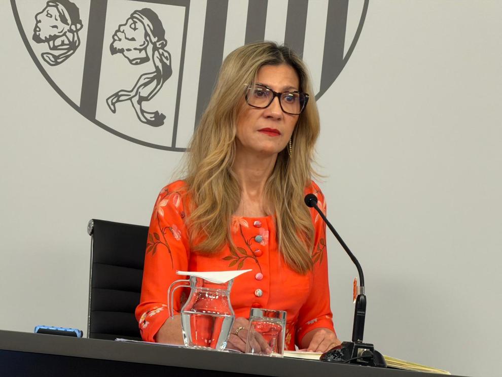 La vicepresidenta del Gobierno de Aragón, este jueves en rueda de prensa.