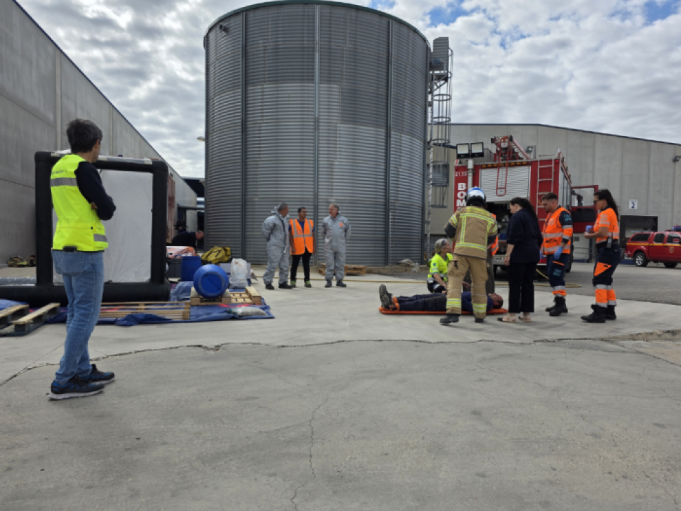 Simulacro de emergencia química realizado en Épila el pasado 9 de junio.